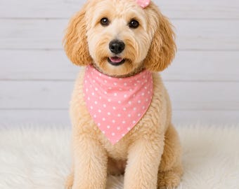 Dog Bandana, Rose Dot Dog Bandana, Snaps Dog Bandana, Cat Bandana, Tie on Dog Bandana, Polka Dot Bandana, Over the Collar Dog Bandana