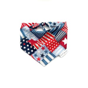 Dog Bandanas, American Dog Bandana, Patriotic Dog Bandana, Dog Tie Bandana, Dog Bandana with Snaps, Over the Collar Dog Bandana
