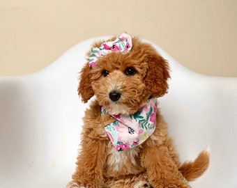 Bandana floral para perro, personalizada, con lazo, para gato, con cierre a presión, para el collar, estilo Bali