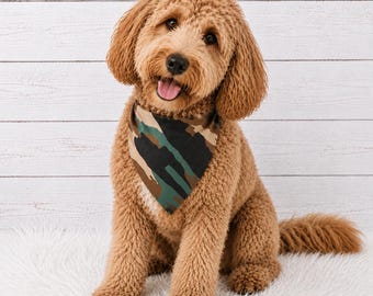Pañuelo de camuflaje para perros, bufanda personalizada de camuflaje para mascotas, accesorio para mascotas de algodón con cordón o broche.