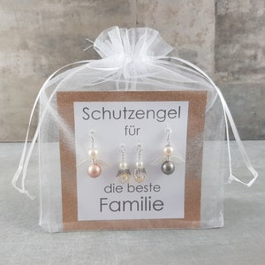 Schutzengel Schlüsselanhänger Geschenk für die beste Familie mit zwei Kindern - Glücksbringer Engel Glückwunschkarte