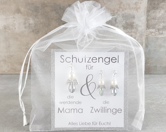 Schutzengel Schlüsselanhänger Geschenk für die werdende Mama und die Zwillinge - Glücksbringer Schwangerschaft Baby werdende Mama Babyparty