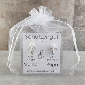 Schutzengel Schlüsselanhänger Geschenk für die beste Mama und den besten Papa -Glücksbringer Dankeskarte Glückwunschkarte