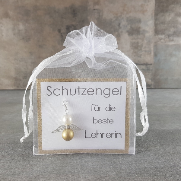 Guardian angel key ring gift lucky charm congratulations card for the best teacher - as a thank you attention