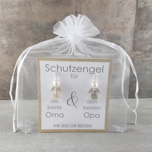 Schutzengel Schlüsselanhänger Geschenk für die beste Oma und den besten Opa - Glücksbringer Dankeskarte Glückwunschkarte Aufmerksamkeit