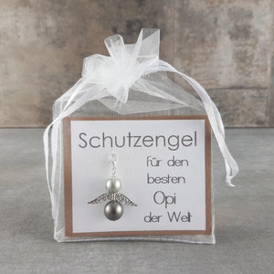 Schutzengel Schlüsselanhänger Geschenk für den besten Opi der Welt - Glücksbringer Geburtstagsgeschenk Dankeskarte Weihnachtsgeschenk