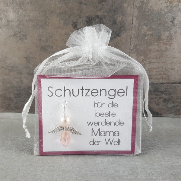 Schutzengel Schlüsselanhänger Geschenk Babyparty für die beste werdende Mama der Welt Glücksbringer Glückwunschkarte Schwangerschaft Baby