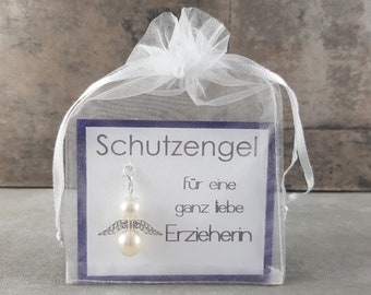 Llavero de ángel de la guarda, regalo, amuleto de la suerte, tarjeta de felicitación para un educador muy querido, como agradecimiento.