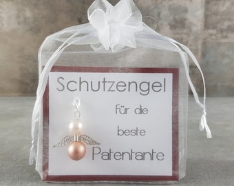 Schutzengel Schlüsselanhänger für die beste Patentante - Geschenk zum Geburtstag - Aufmerksamkeit Dankeschön Kleinigkeit Weihnachtsgeschenk