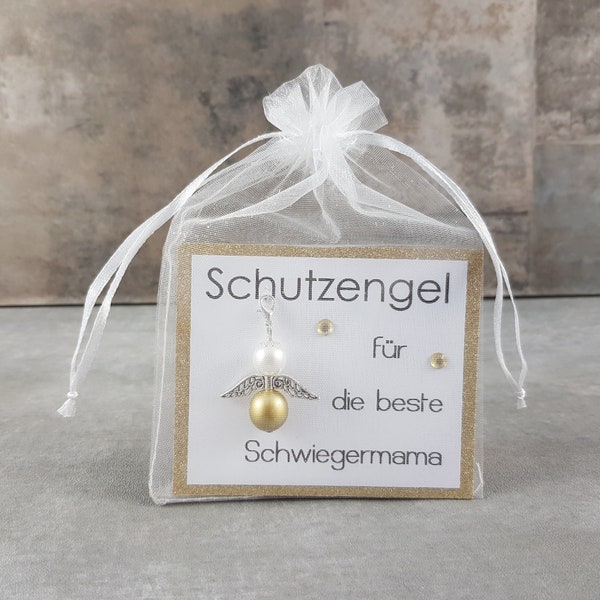 Schutzengel Schlüsselanhänger Geschenk für die beste Schwiegermama - Glücksbringer, Glückwunschkarte, Geburtstagsgeschenk Weihnachtsgeschenk