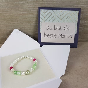 Geschenk für die beste Mama zum Geburtstag - zwei Armbänder mit Karte