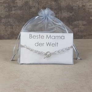 Geschenk Armband für die beste Mama der Welt Geburtstagsgeschenk Dankeskarte schönes Bettelarmband in Silber