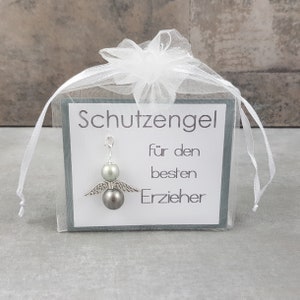 Schutzengel Schlüsselanhänger Geschenk für den besten Erzieher - Glücksbringer Glückwunschkarte Dankeschön Aufmerksamkeit