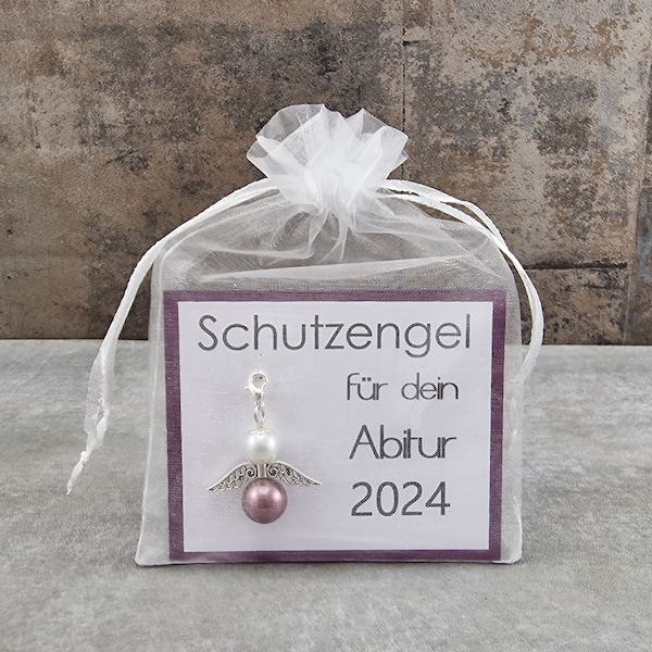 Schutzengel Glücksbringer Schlüsselanhänger Geschenk für das Abitur 2024 - Glücksbringer Geschenkidee für das Abitur und Prüfung