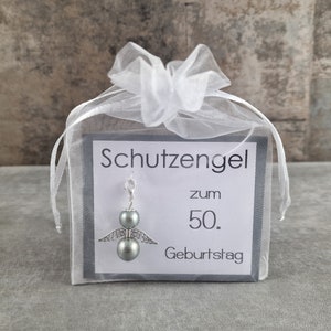 Schutzengel Schlüsselanhänger zum 50. Geburtstag - Geschenk als Glücksbringer, Glückwunschkarte, besonderes Geburtstagsgeschenk