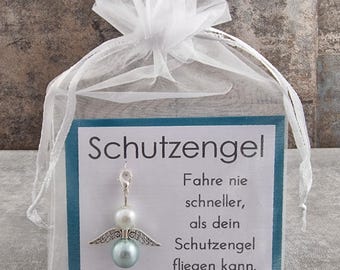 Guardian Angel Keychain: Never drive faster than your guardian angel can fly - Gift for passing your driving test or car exam - Good luck charm