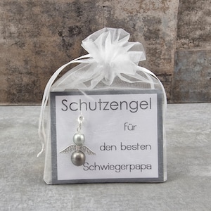 Schutzengel Schlüsselanhänger Geschenk für den besten Schwiegerpapa - Glücksbringer Glückwunschkarte Geburtstag Weihnachtsgeschenk