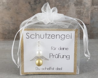 Llavero de ángel guardián, amuleto de la suerte, regalo, próximo examen, diploma de bachillerato, tesis de graduación, máster, certificado de fin de estudios, carné de conducir