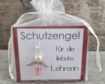 Llavero de ángel de la guarda, regalo, amuleto de la suerte, tarjeta de felicitación para el maestro favorito, agradecimiento, atención, regalo de despedida, escuela