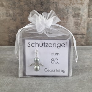 Schutzengel Schlüsselanhänger zum 80. Geburtstag - Geschenk als Glücksbringer, Glückwunschkarte, besonderes Geburtstagsgeschenk