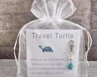 Llavero de tortuga de viaje: llavero de tortuga, regalo especial, amuleto de la suerte, colgante para bolso de viaje, idea de regalo
