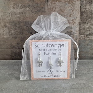 Schutzengel Schlüsselanhänger für die werdende Familie und das kleine Pünktchen personalisiertes Geschenk  - Nachwuchs Schwangerschaft Baby