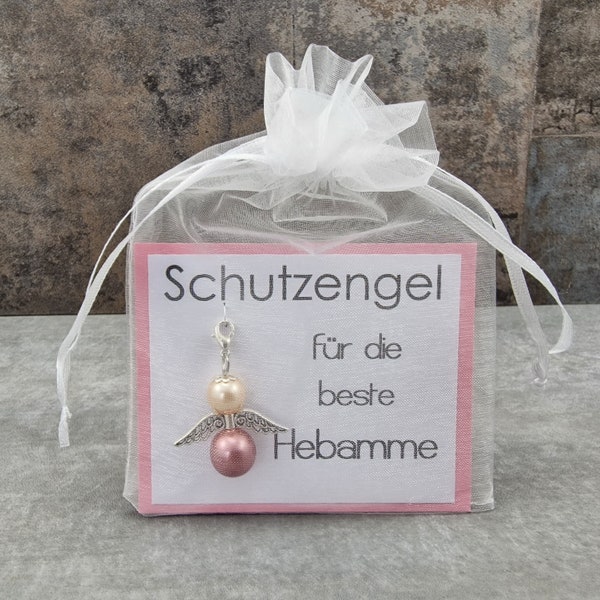 Schutzengel Schlüsselanhänger für die beste Hebamme - Dankeschön Unterstützung Schwangerschaft Geburtshelferin Baby Geburt Kleinigkeit