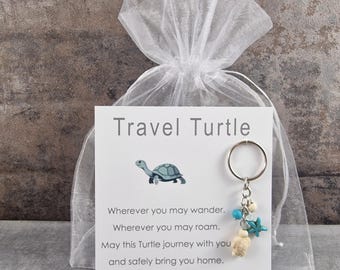 Llavero de tortuga de viaje: llavero de tortuga, regalo especial, amuleto de la suerte, colgante para bolso de viaje, idea de regalo
