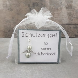 Schutzengel Schlüsselanhänger für den Ruhestand -  Geschenk für die beste Kollegin, Arbeit, Büro, Abschied, Glücksbringer, Glückwunschkarte