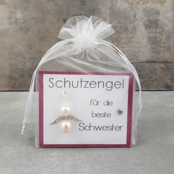 Schutzengel Schlüsselanhänger Geschenk für die beste Schwester der Welt -  Glücksbringer  Geburtstagsgeschenk Weihnachtsgeschenk