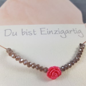 Schönes ausgefallenes Geschenk Armband Karte Spruch Du bist Einzigartig beste Freundin Schwester Tochter Mutter zum Geburtstag Pinke Rose