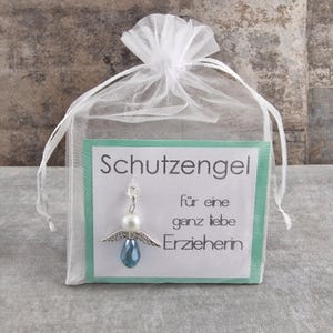 Schutzengel Schlüsselanhänger Geschenk Glücksbringer Glückwunschkarte für eine ganz liebe Erzieherin -  als Dankeschön Aufmerksamkeit