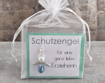 Llavero de ángel de la guarda, regalo, amuleto de la suerte, tarjeta de felicitación para un educador muy querido, como agradecimiento.