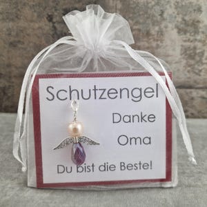 Schutzengel Schlüsselanhänger Geschenk Danke Oma - Du bist die Beste - Glücksbringer, Glückwunschkarte, Geburtstagsgeschenk, Dankeskarte