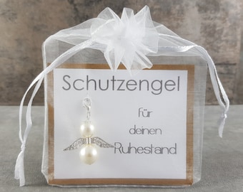 Schutzengel Schlüsselanhänger Geschenk für den Ruhestand - Kollegin, Arbeit, Büro, Abschied, Glücksbringer, Glückwunschkarte