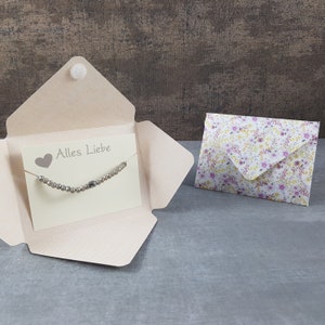 Glückwunschkarte mit Armband als Geschenk für beste Freundin Mutter Schwester Tochter zum Geburtstag Hochzeit in Taupe