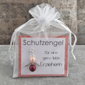 Schutzengel Schlüsselanhänger Geschenk Glücksbringer Glückwunschkarte für eine ganz liebe Erzieherin -  als Dankeschön Aufmerksamkeit