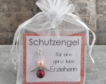 Llavero de ángel de la guarda, regalo, amuleto de la suerte, tarjeta de felicitación para un educador muy querido, como agradecimiento.