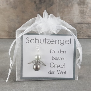 Schutzengel Schlüsselanhänger Geschenk für den besten Onkel der Welt, Glücksbringer, Glückwunschkarte Geburtstagsgeschenk Weihnachtsgeschenk
