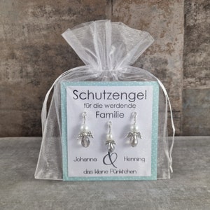 Schutzengel Schlüsselanhänger für die werdende Familie und das kleine Pünktchen personalisiertes Geschenk  - Nachwuchs Schwangerschaft Baby