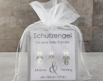 Schutzengel Schlüsselanhänger für eine tolle Familie und den kleinen Schatz, personalisiertes Geschenk  für Nachwuchs, Schwangerschaft Baby