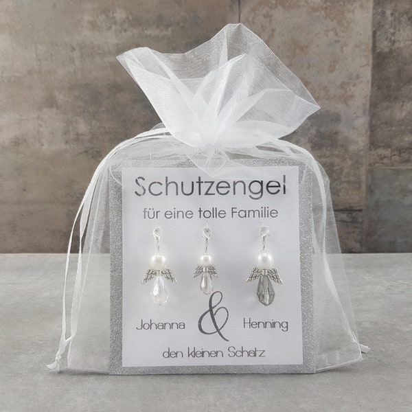 Schutzengel Schlüsselanhänger für eine tolle Familie und den kleinen Schatz, personalisiertes Geschenk  für Nachwuchs, Schwangerschaft Baby