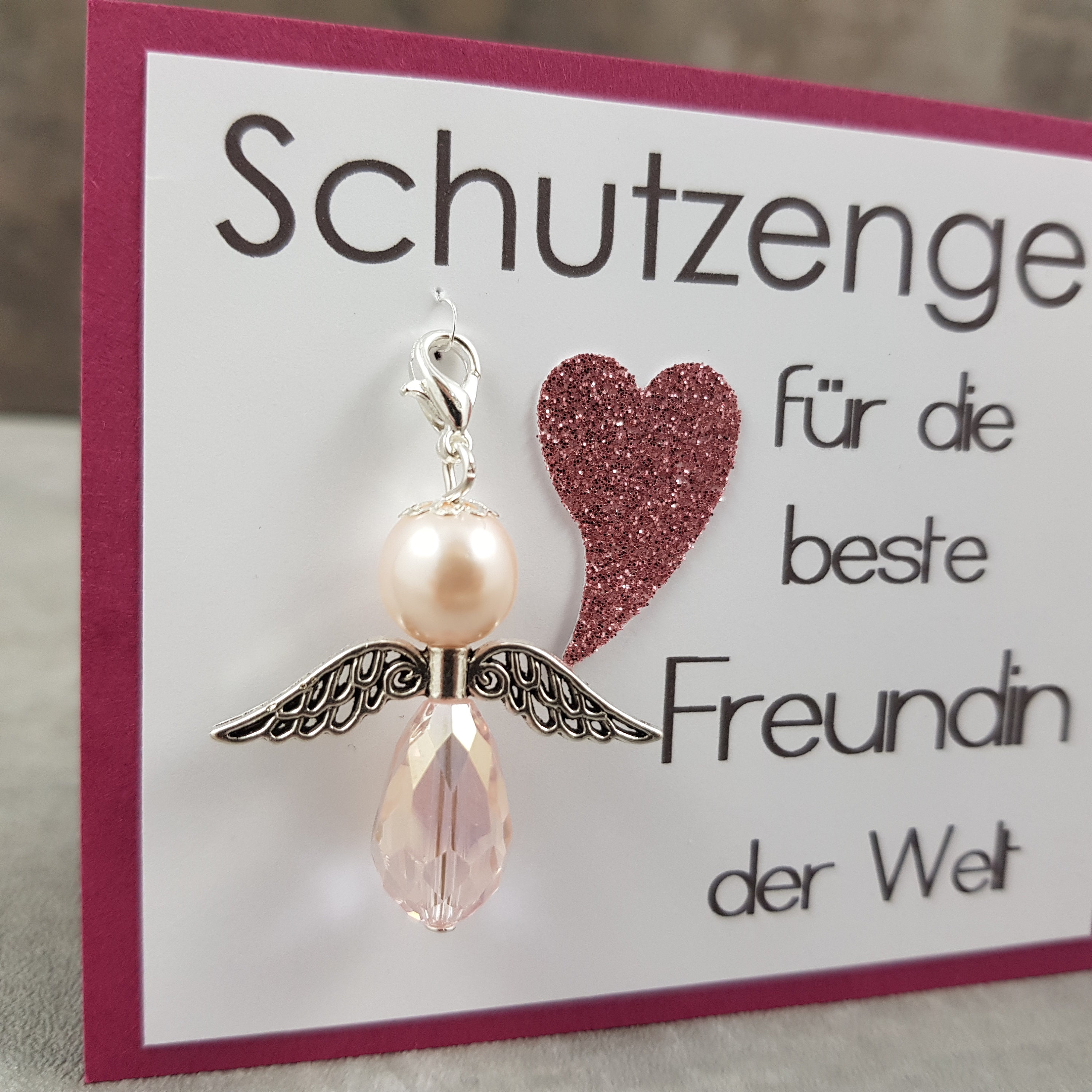 Engel-Freundschafts-Ornament – 5,6x3,7 Cm, Metall, Mit Band & Geschenkbeutel, Für Weihnachten & Besondere Anlässe