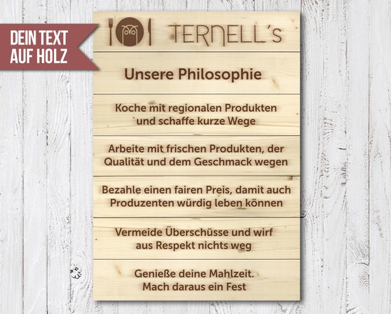 Gastro Philosophie Restaurant Menu Bretter Tafel Aufsteller Etsy