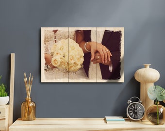 Holzbild zum Hochzeitstag - Foto auf Holz Jubiläum - Geschenk für Ihn / Sie Jahrestag Hochzeit  - 10 Jahre verheiratet - Hochzeitsgeschenke