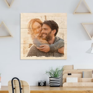 Cadeau pour petit ami, partenaire, mari - cadeau d'anniversaire homme - cadeau photo - tableau en bois pour anniversaire - photo personnalisée sur bois