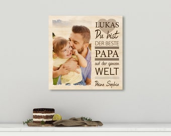 Best dad in the world - gift father grandpa - personalized photo for fathers - wooden sign Father's Day birthday - wooden picture Father's Day gift