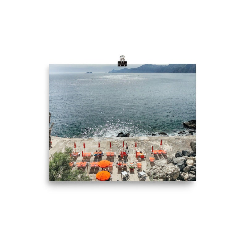 Positano Italy photo print Praiano beach landscape Amalfi Coast photo Amalfi print Italy prints One Fire peach Italy landscape