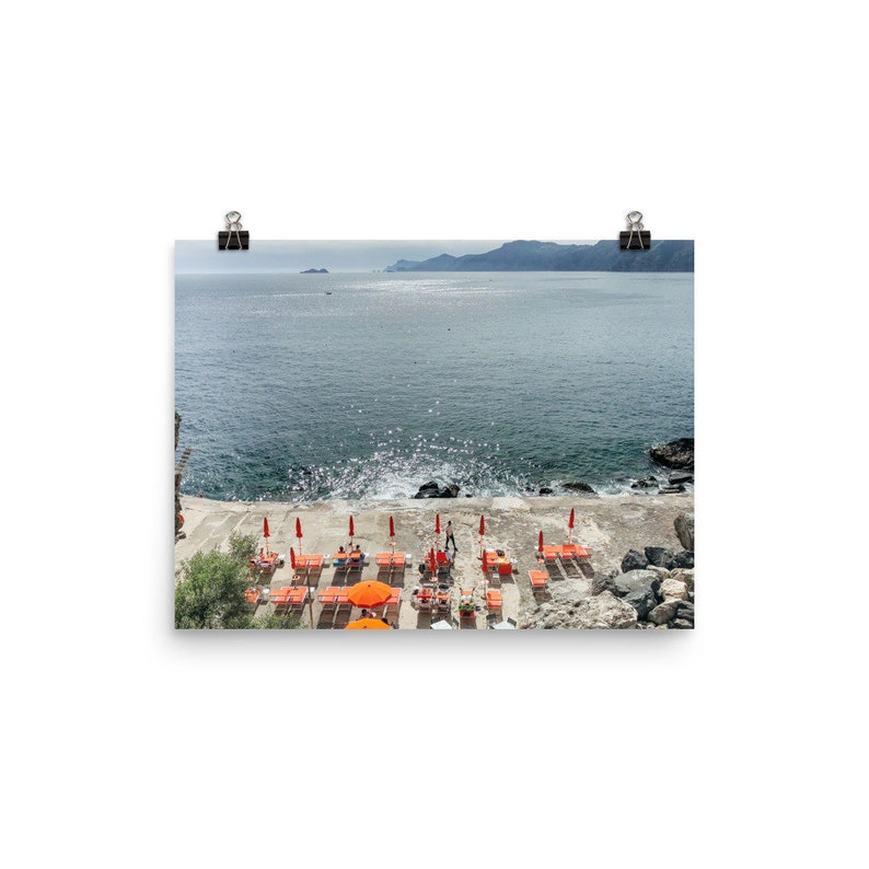 Positano Italy photo print Praiano beach landscape Amalfi Coast photo Amalfi print Italy prints One Fire peach Italy landscape