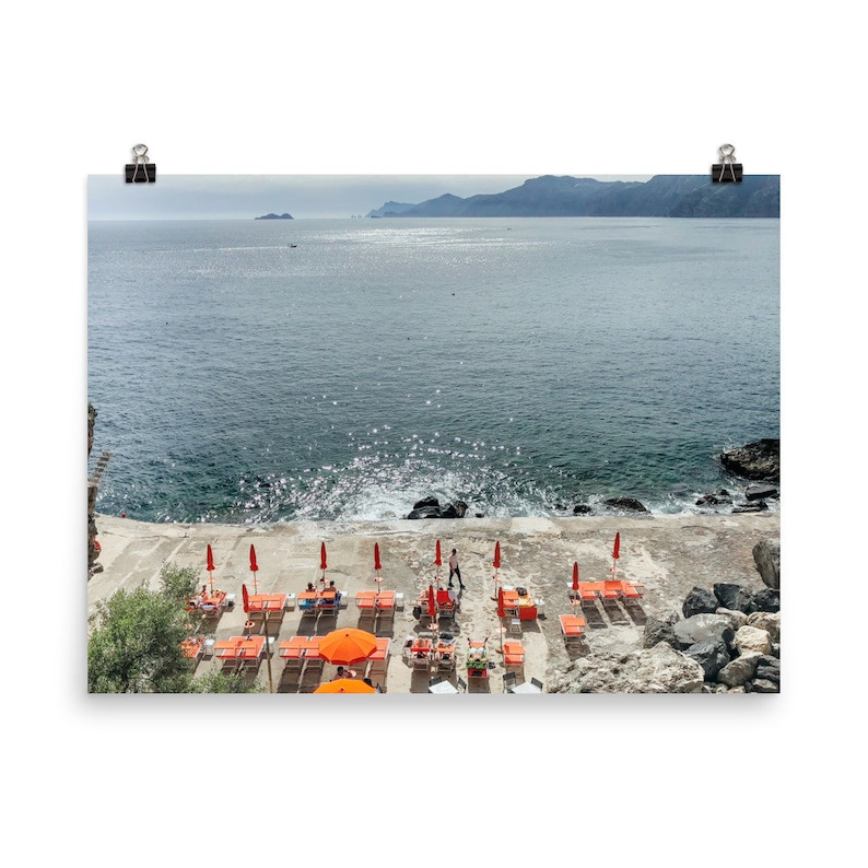 Positano Italy photo print Praiano beach landscape Amalfi Coast photo Amalfi print Italy prints One Fire peach Italy landscape